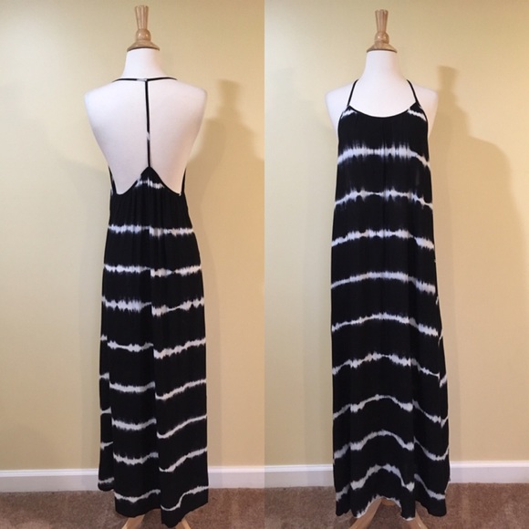 Open Y Back Tie Dye Maxi Dress Midnight - Picture 3 of 7